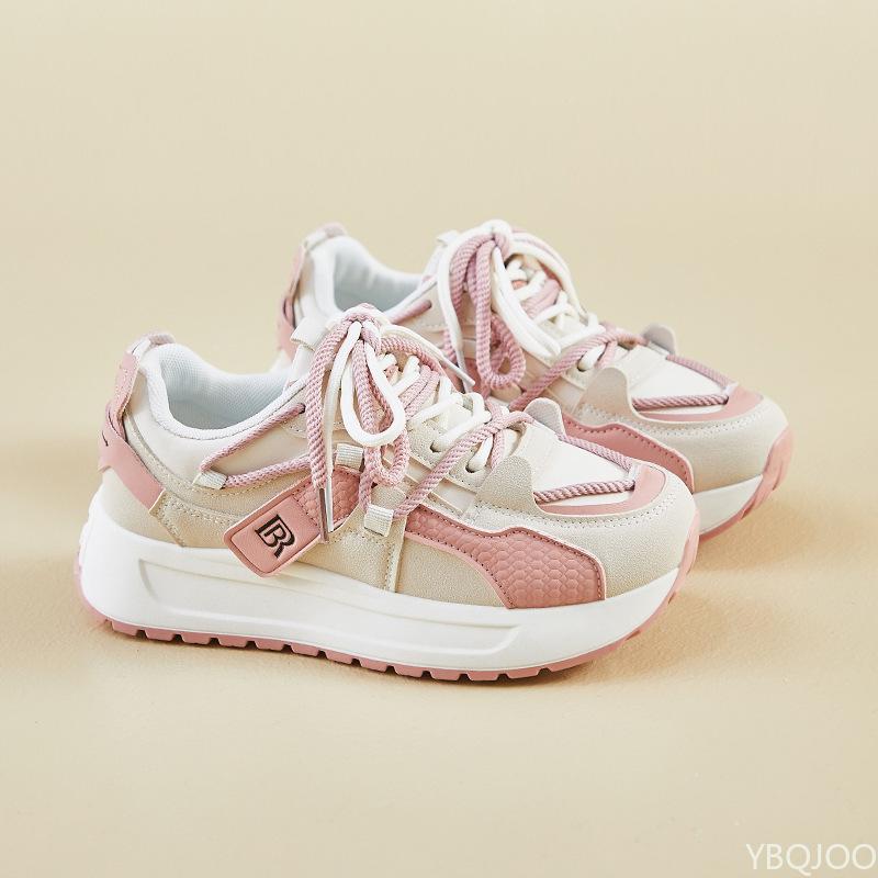 

Fashion New spring casual comfortable sneakers simple thick soled height increasing shoes fashionable versatile women s shoes 40 розовый