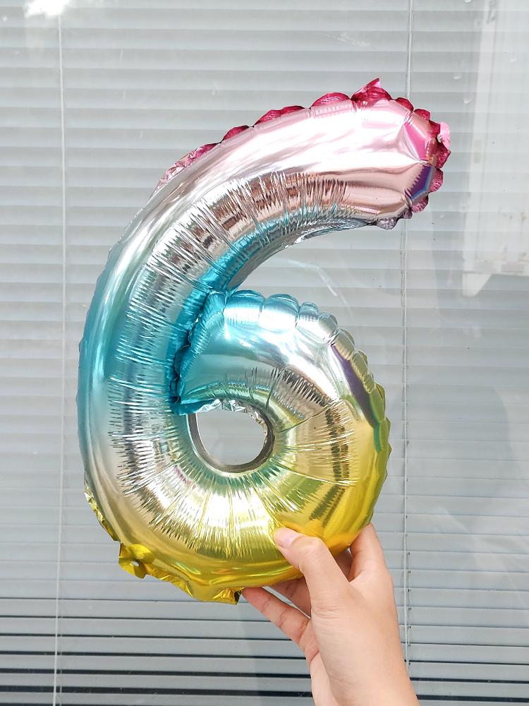 16-tums Regnbågsfärgad Sifferballong för Baby's Första Födelsedag eller Jubileumsfirande Dekorationer