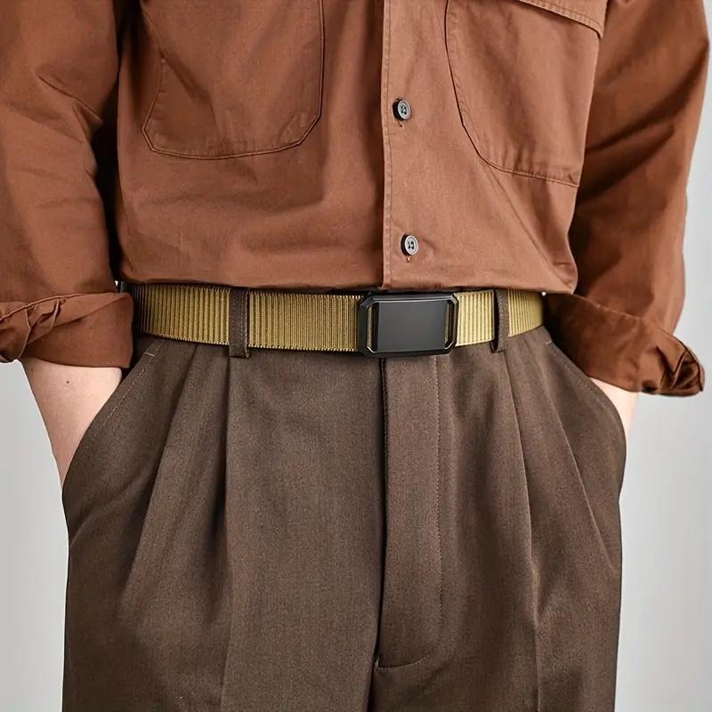 Men's Belt Automatic Metal Buckle Nylon Webbing Outdoor Work Tactical Belt Toothless Automatic Buckle Casual Sports Canvas Belts