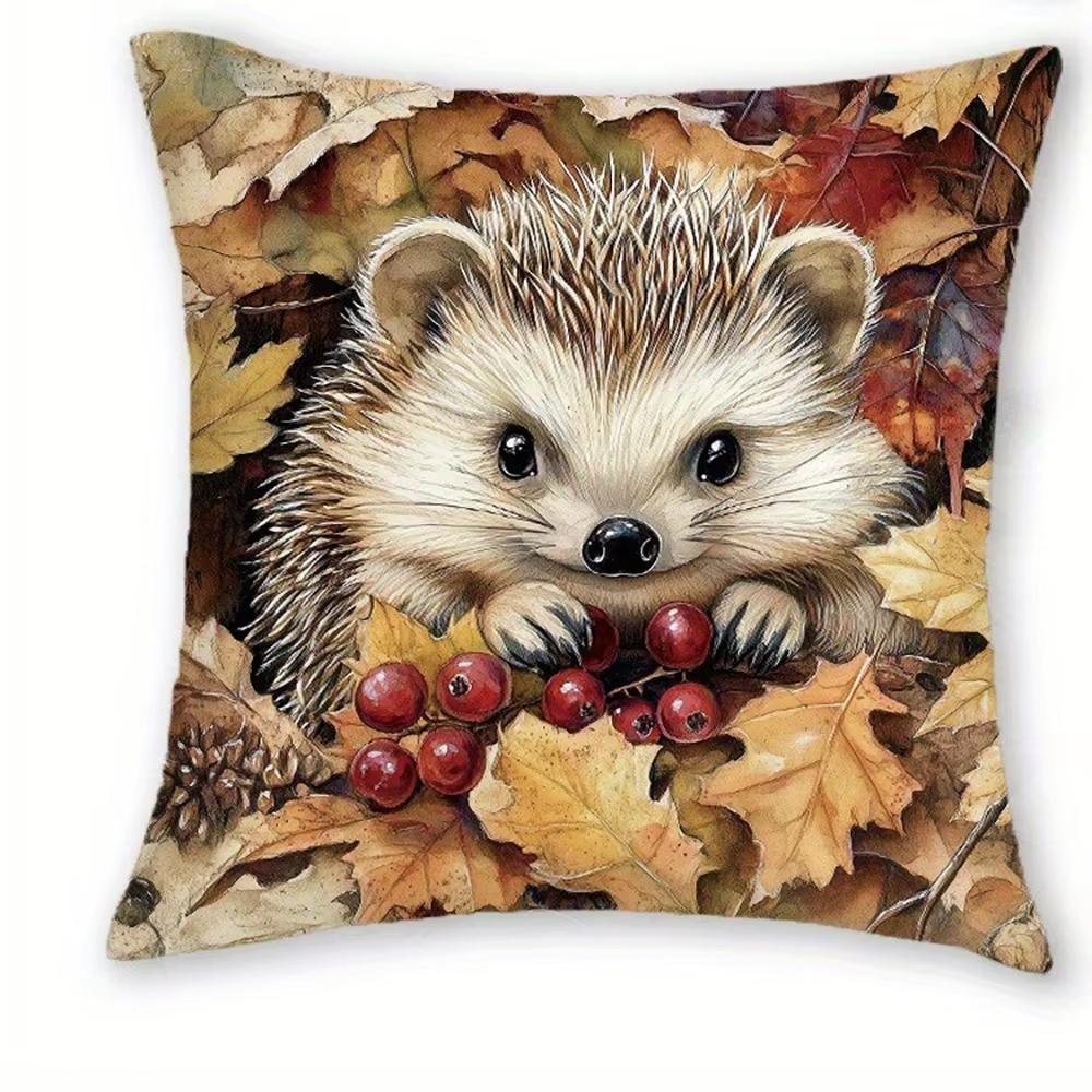 Entzückende Waldtier-Print-Kissenbezüge Hirsch Eichhörnchen Igel Fuchs Sofa Heimdeko 2D Flachdruck