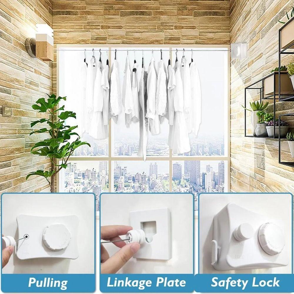 Non Sagging Retractable Clothesline Adjustable Laundry Drying Rack Balcony