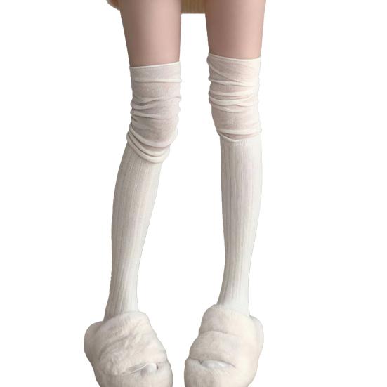 

Свободные чулки до бедра женские эластичные выше колена присборенные носки длинные чулки выше колена для ботинок юбок вечеринок свиданий уличной одежды белый