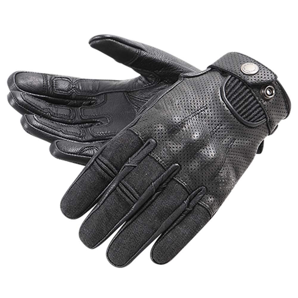 DEGNER Combination Size Denim/Leather Gloves, Black/Black, S, TG-65