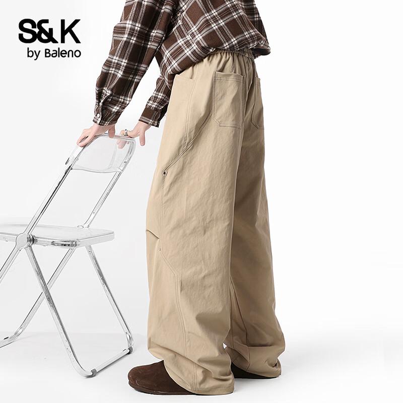 Baleno Men's S&K Retro Loose Wide-Leg Cargo Pants