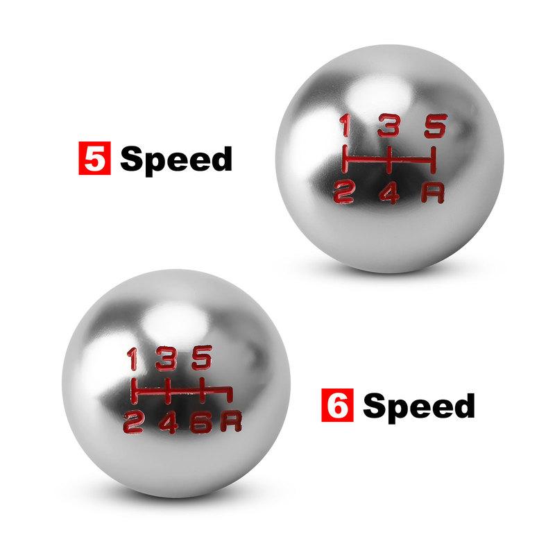 5/6 Speed Car Automatic Manual Gear Shift Knob with M10 Adapter Silvery Round Ball Stick Shift Heads Replacement Shifter