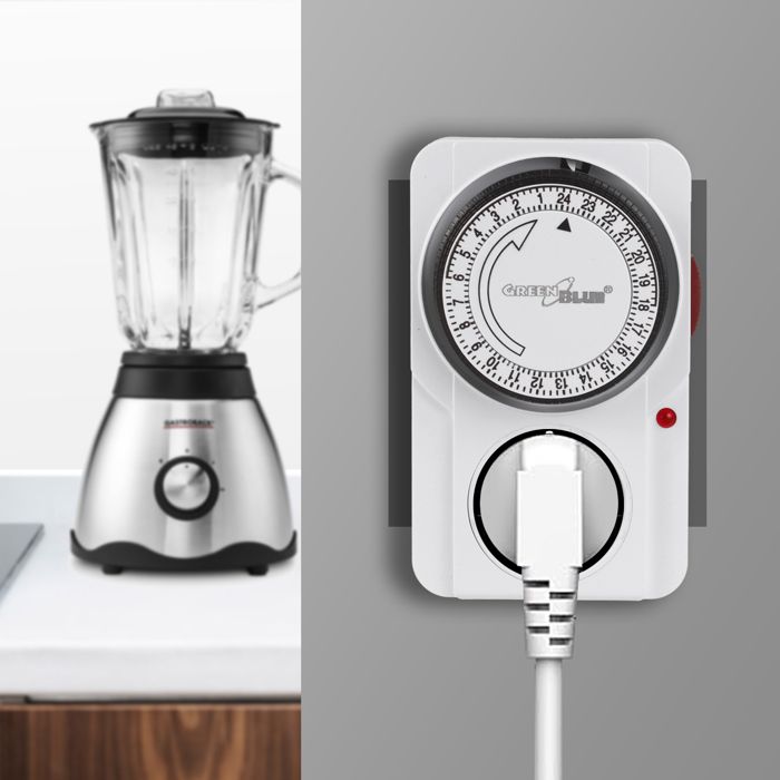 Prise avec minuterie - GreenBlue - GB360 E - 48 programmes - Charge max 16A - IP20 blanc