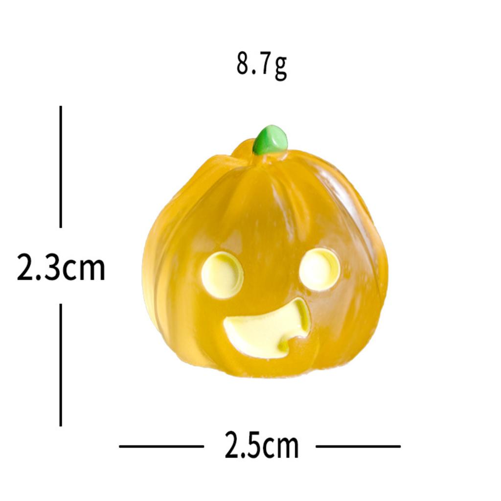 in the Dark Resin Figurine Miniature Decoration Cute Desk Ornament Round Eyes Pumpkin Transparent Glowing