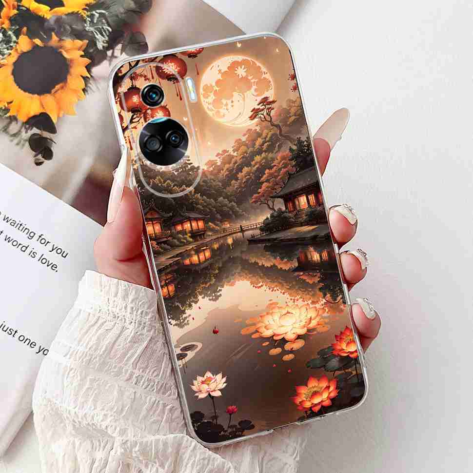 For Huawei Honor 90 Lite Case New Painted Flowers Soft Silicone TPU Cover For Honor 90 Lite CRT-NX1 6.7" Shockproof Phone Cases