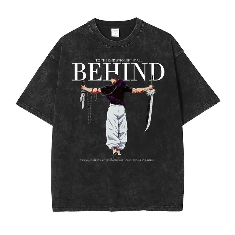 Jujutsu Kaisen CHOSO Bedrucktes T-Shirt für Herren und Damen Gewaschenes T-Shirt Hohe Qualität Vintage Baumwoll-T-Shirt YK Tops