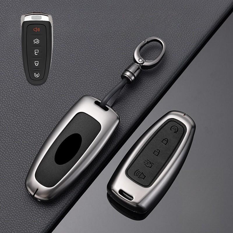 For Ford Edge Explorer Escape Zinc Alloy Leather Car Remote Key Fob Case Cover