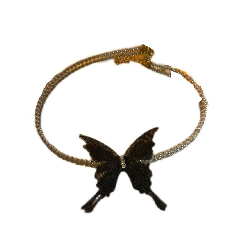 Butterfly Pearl Necklace, Short and Unique Collarbone Chain Collar, Simple and Elegant Necklace