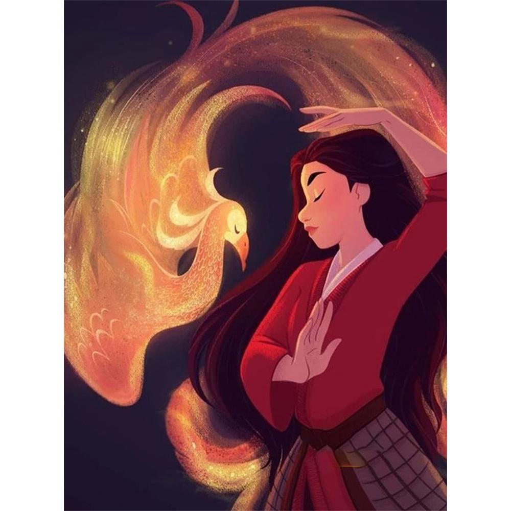 

Disney Diamond Painting Mulan Phoenix Themed Artwork Cartoon Diamond Painting Full Diamond Cross Stitch DIY Gift Home Decoration Round 20x30cm
