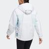 Adidas Geometric Pattern Logo Print Zip Hooded Jacket, Soft Lightweight Casual Outerwear For Women White HC0283