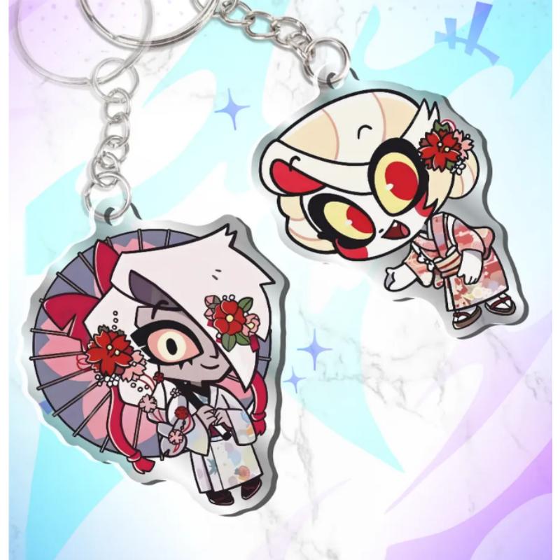 Acrylic Key Buckle for Alastor Lucifer Charlie Vox Adam The Exorcist Anime Cartoons Acrylic Key Chain Student Backpack Pendant