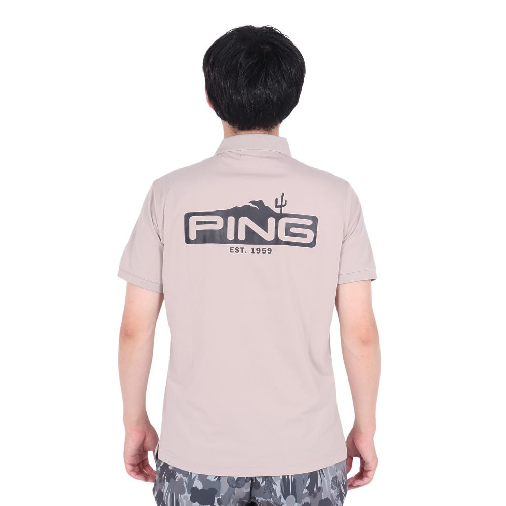 Ping Apparel Men's Short Sleeve Polo Shirt (Brand Logo, Stretch) / Golf / 621-4260807 040_Beige, Size L