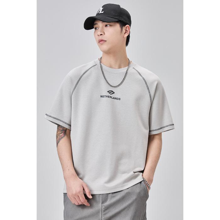 

Новая летняя ретро футболка с короткими рукавами для мужского дизайна, американская парная футболка с рукавами до локтя 4XL серый