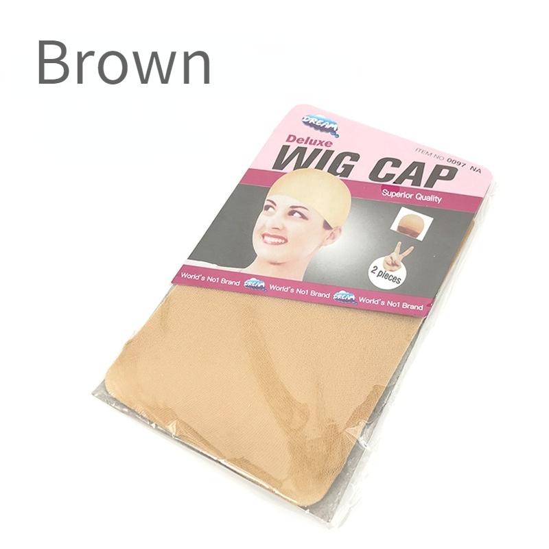 

6Pieces (3Packs) Wig Cap Fashion Stretchable Navel Hair Net 2Pcs/Pack Stocking Wig Caps Free Size Nylon Mesh Wave Cap коричневый