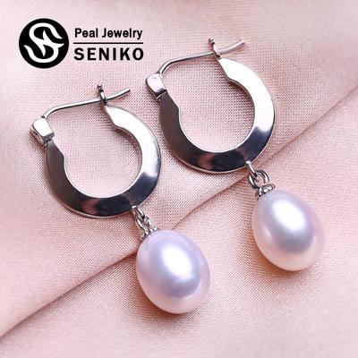 8–9 mm natürliche Süßwasserperlen-Ohrringe, modische Clip-Ohrringe für Frauen, Mädchen, Geschenk, lange Ohrringe