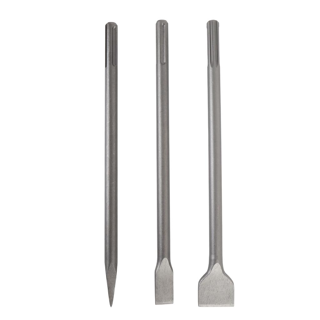 3 Piece Chisel Set Point Flat Scaling Chisel Rotating Hammer Drill Attachments for Concrete Stone