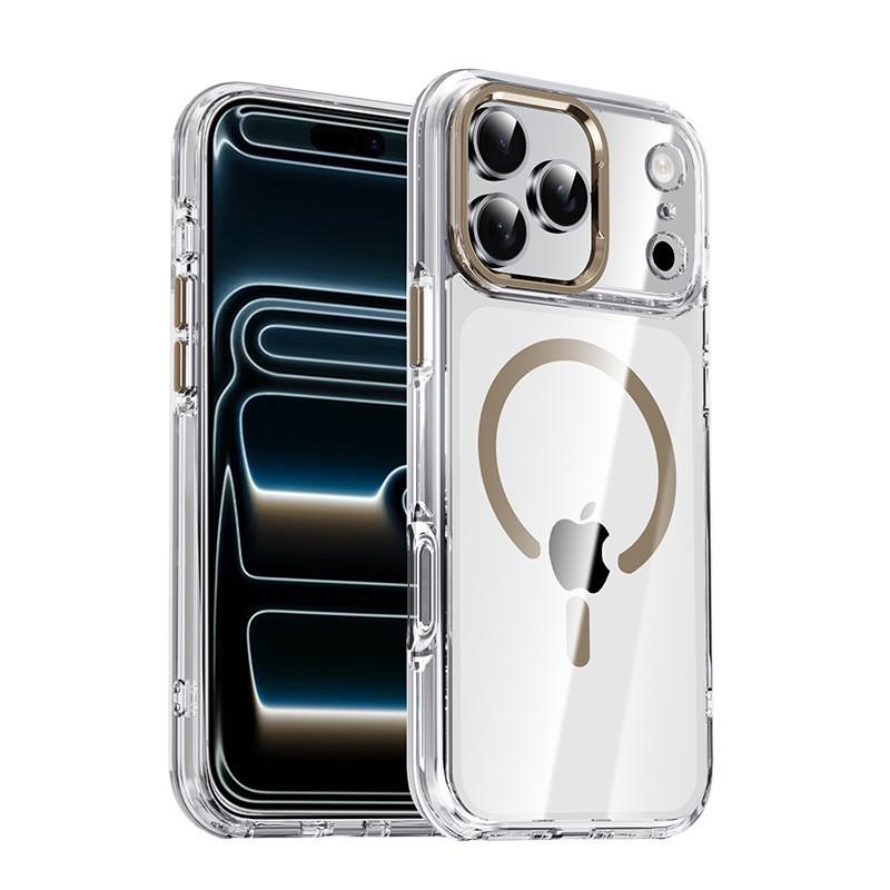 Transparent Magnetic Phone Case IPhone 17 Pro Max With Metal Camera Ring Shockproof TPU Cover Compatible MagSafe