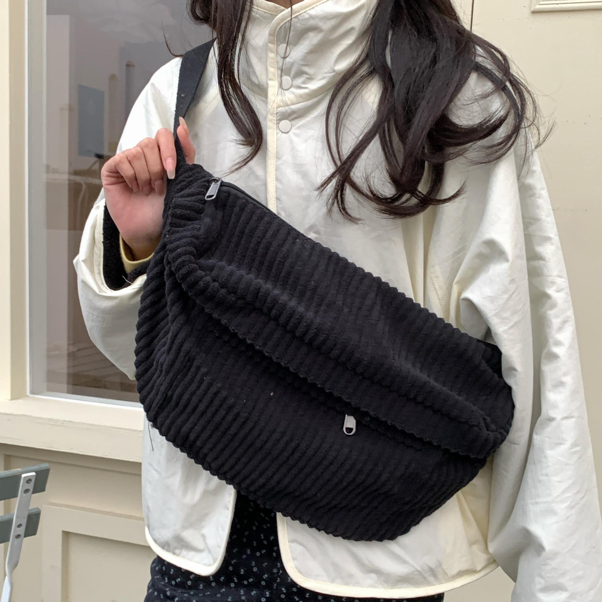 

Поясная сумка большой емкости, женские сумки через плечо, повседневная поясная сумка, простой кошелек для телефона, вельветовая поясная сумка, женская сумка-банан чёрный