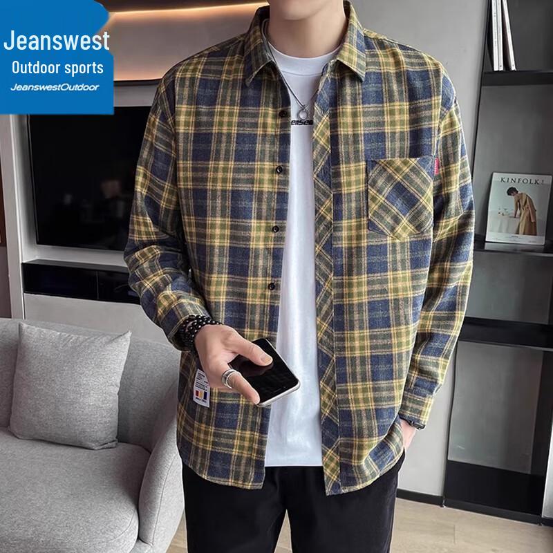 Jeanswest Men s Loose Fit Outdoor Plaid Casual Shirt L