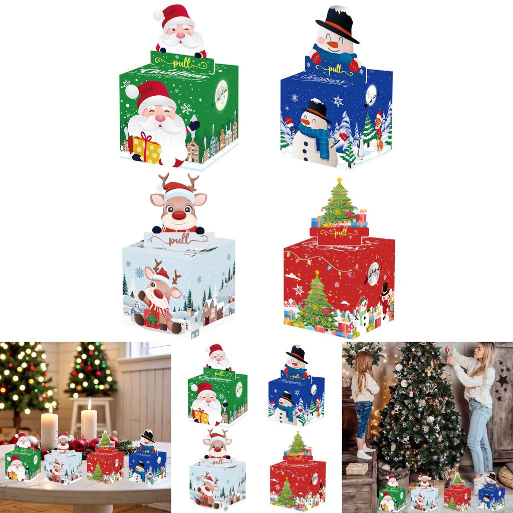 Christmas Themed Santa Claus Snowman Pattern Money Box With Durable Paper Material For Celebrations