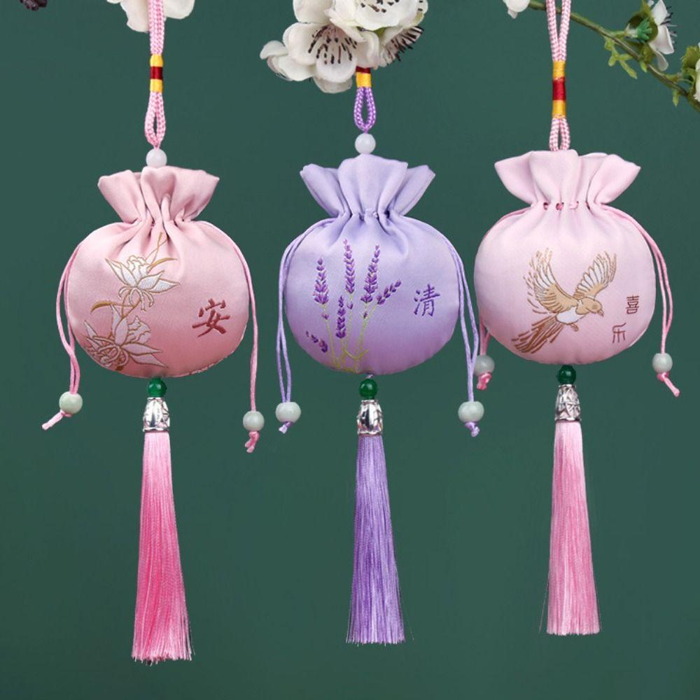 Bird Canvas Ethnic Flower Handbag Letter Jewelry Packing Bag  Hanfu Decoration