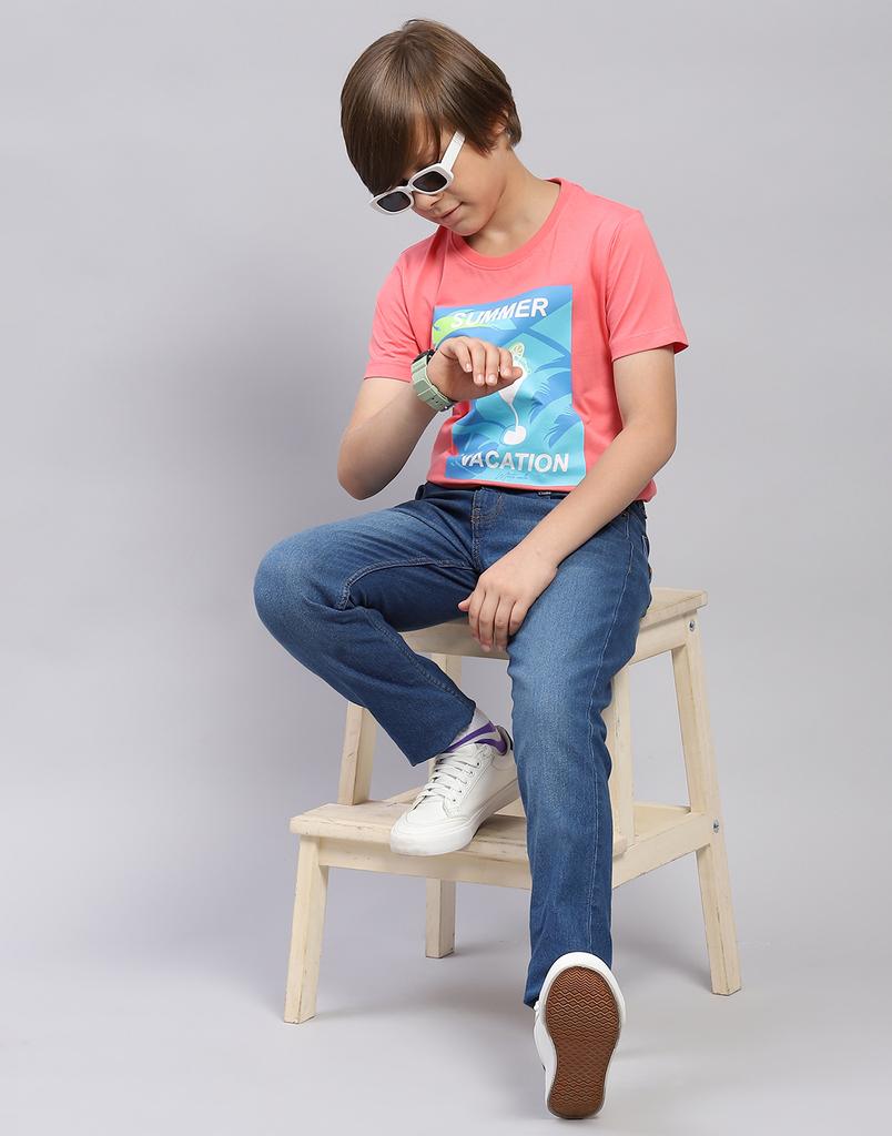 MONTE CARLO Boys Printed Pink & Black Round Neck Half Sleeve Pack of 2 T-Shirt