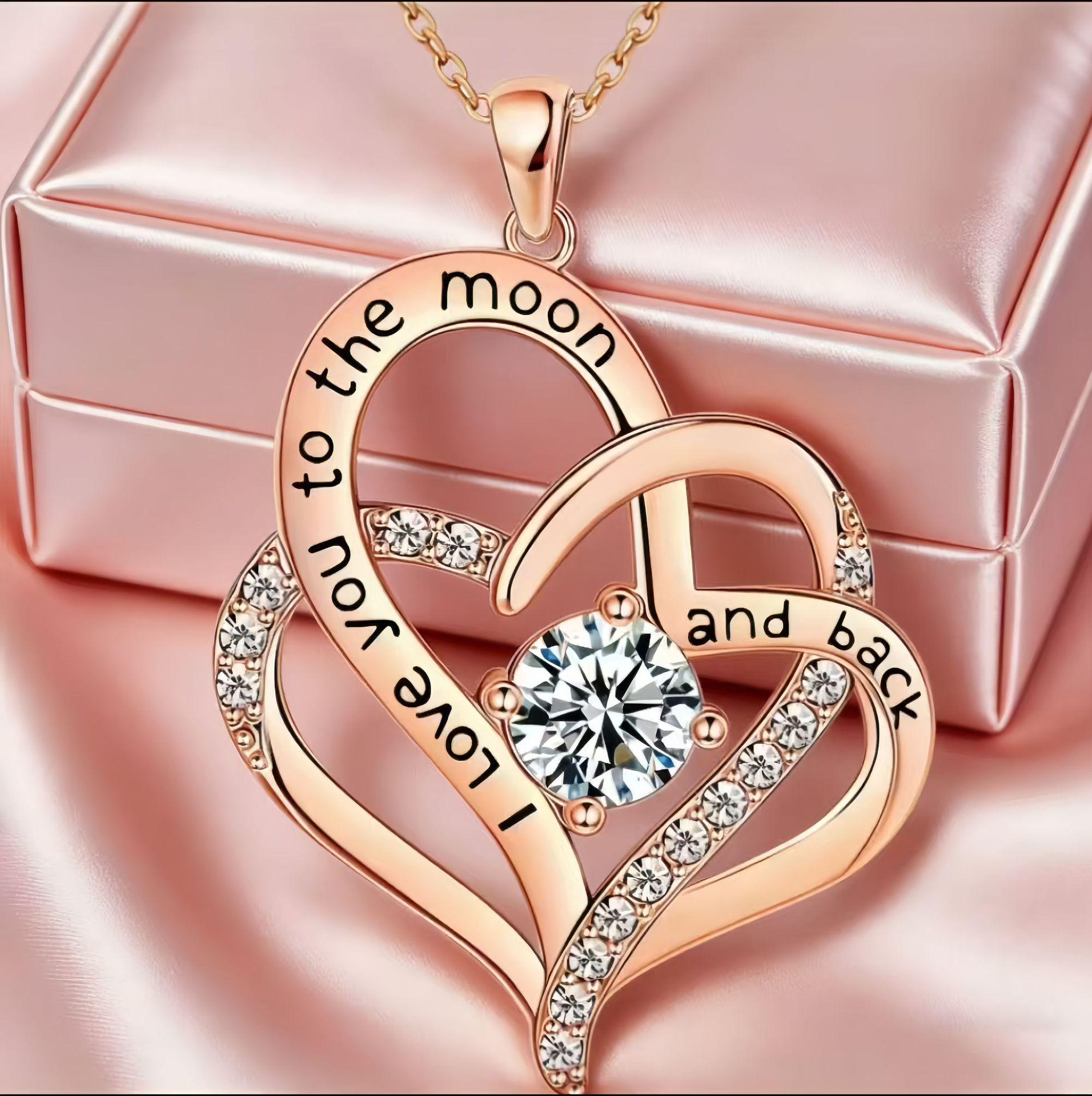 Heart-to-Heart Love Letter Moon Necklace with Custom Picture
