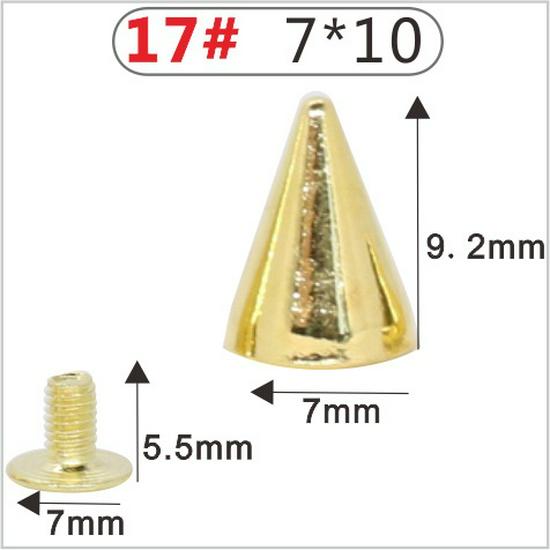 Punk Spike Alloy Bullet Rivet Horn Cone with Base Screw for Apparel, Bags, Shoes