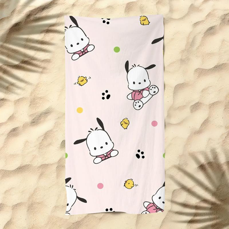 Cute Cartoon Kitten Printed Microfiber Beach Towel Quick Dry Soft Bath Towel For Kids Seaside Swimming