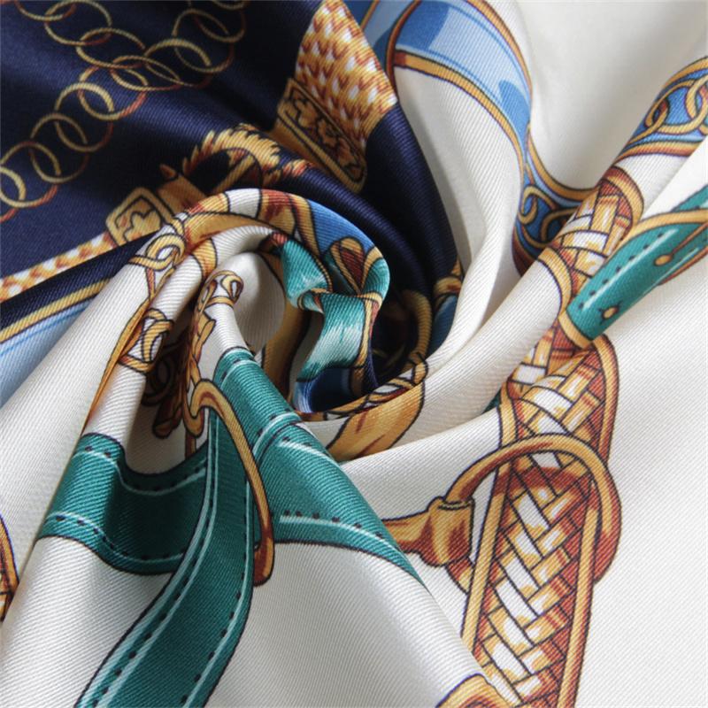 90Cm Luxury Fashion Twill Silk Scarf For Women Rope Belts Print Wraps Headband Shawl Stoles Hijab Lady Square Foulard Bandana