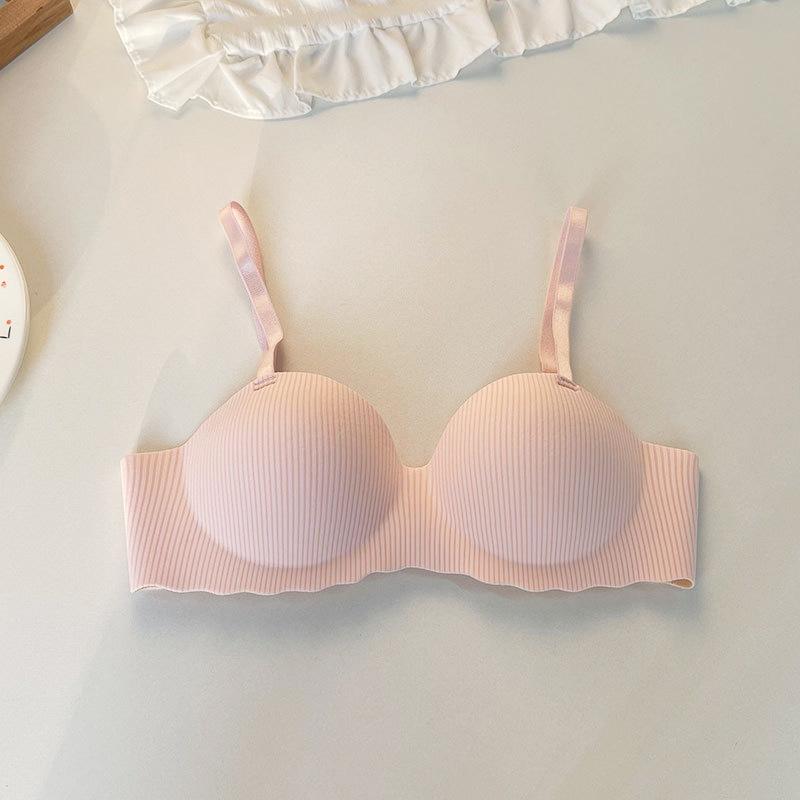 Ladies' Striped Design, Half Cup Bra Without Steel Ring, Gathering Bra, Lifting and Anti Sagging Underwear