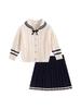 Ensemble tricoté en coton pour filles: Veste à revers nœud & Jupe plissée, Ensemble deux pièces Printemps/Automne