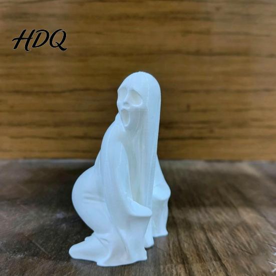 Creepy Ghost Collectible Halloween Figurine, Funny 3D Printed Scream Statue Decoration for Desk, Tabletop, Mantel, Shelf, Spooky Home Decor
