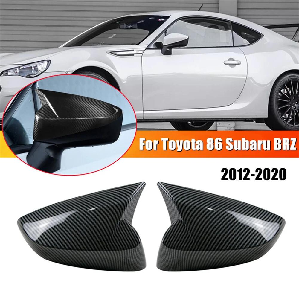 

Carbon Fiber Look Horn Style Side Mirror Cover Cap For Toyota 86 Subaru BRZ 2012