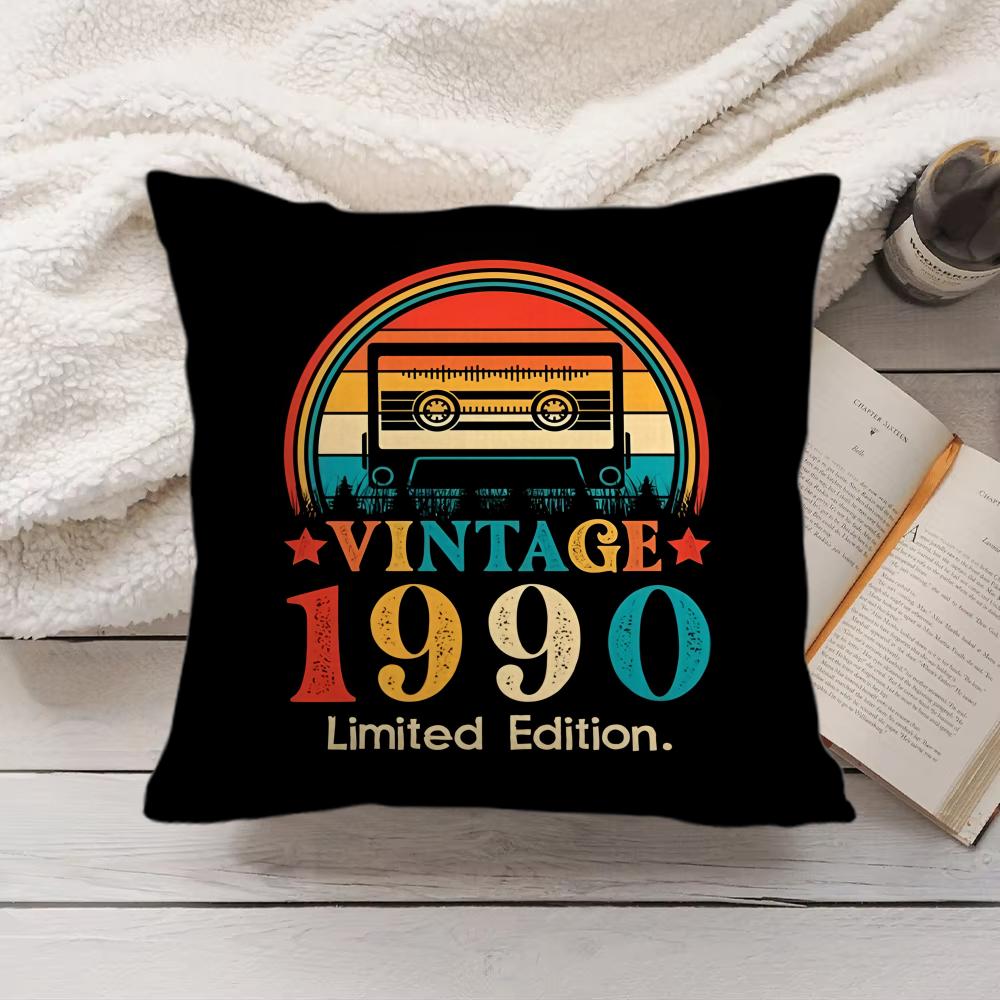 Vintage Retro Cassette Tape Cushion Cover Short Plush Double-Sided Printing Home Machine Washable In Warm Winter Pillow Cover