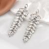 High-End Rhinestone Leaf Tassel Earrings – Luxury European & American Style