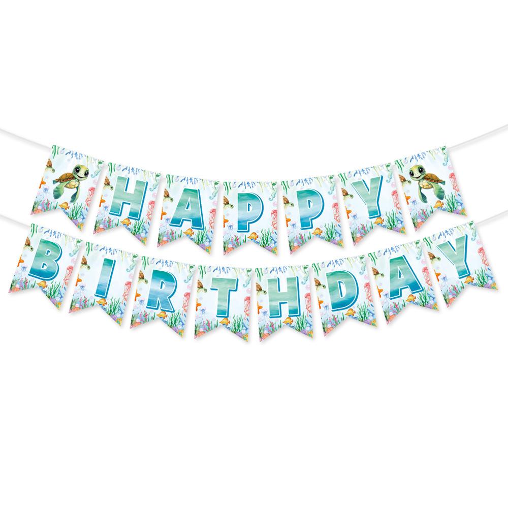Turtle-themed Birthday Party Decoration Set Flag-pulling Spiral Birthday Party Decoration Venue Arrangement