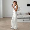 1116 autumn cotton and linen white suit vest trousers two-piece set femininity European and American commuter women's ramie suit