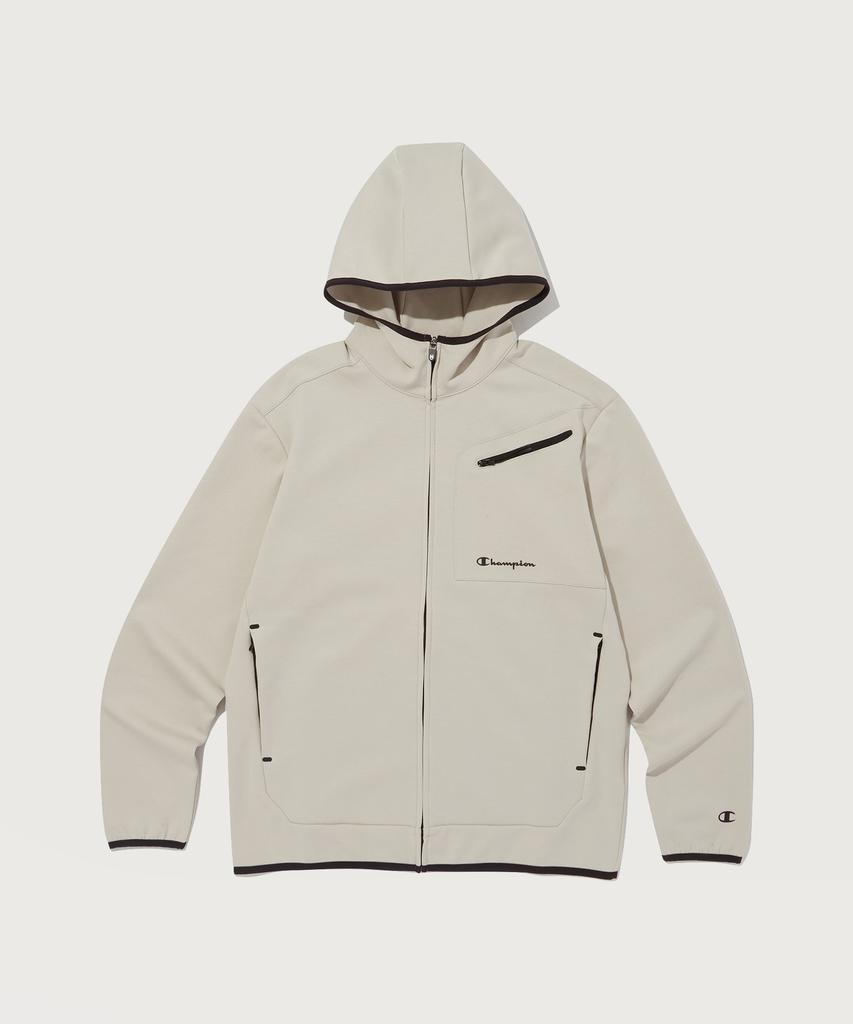 Champion Stretch Interlock Hooded Zip-Up Normal Beige