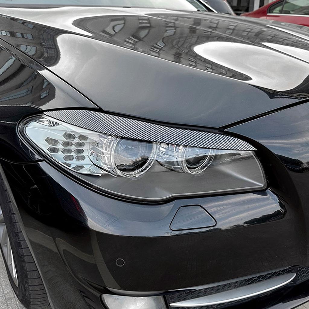 2 Pcs Headlight Eyebrow Left Right Front Light Eyelid Cover Trim for 5 Series F10 Pre‑LCI 2010 to 2013