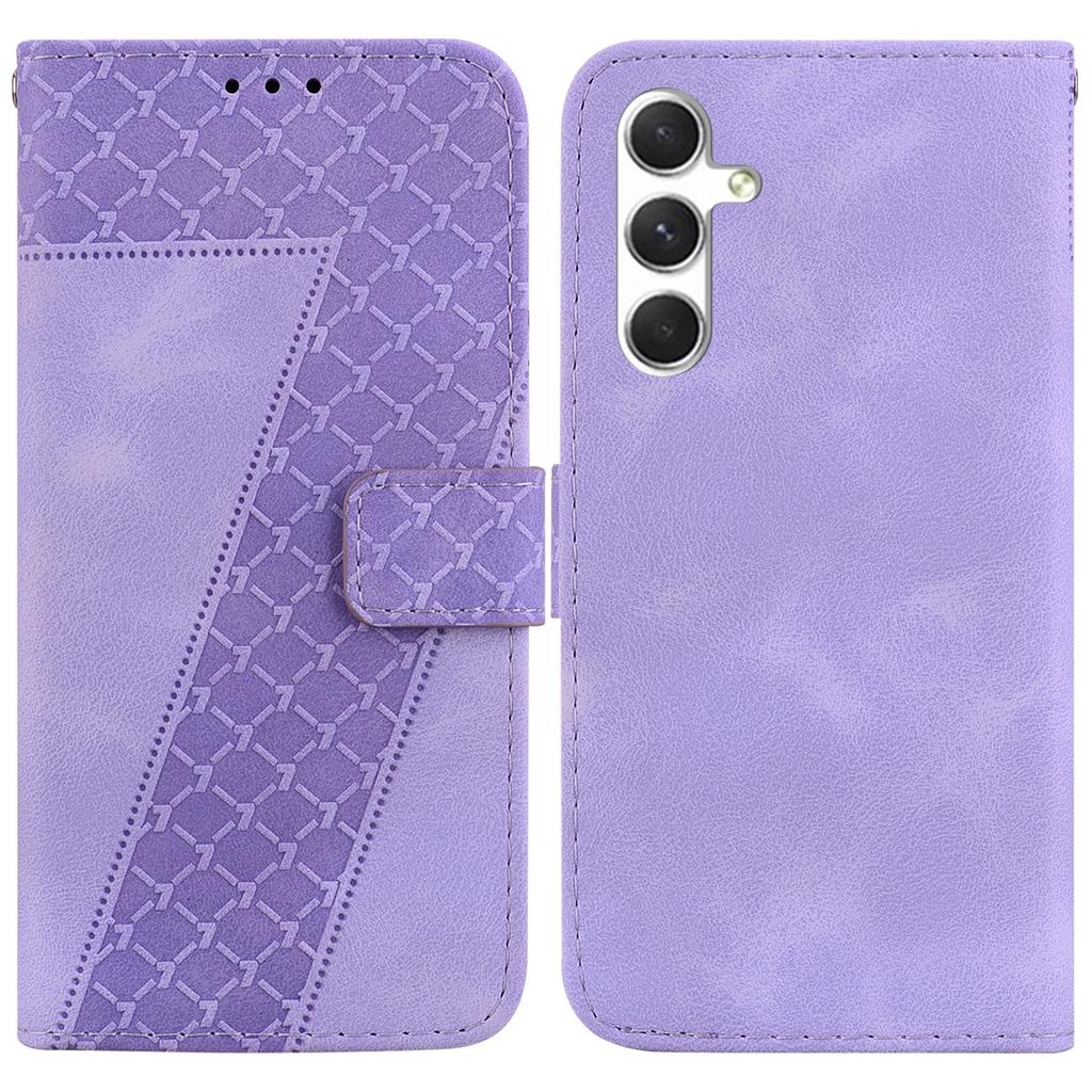 For Samsung Galaxy S25+ Stand Case 7-Shaped Pattern Imprint Leather Phone Cover