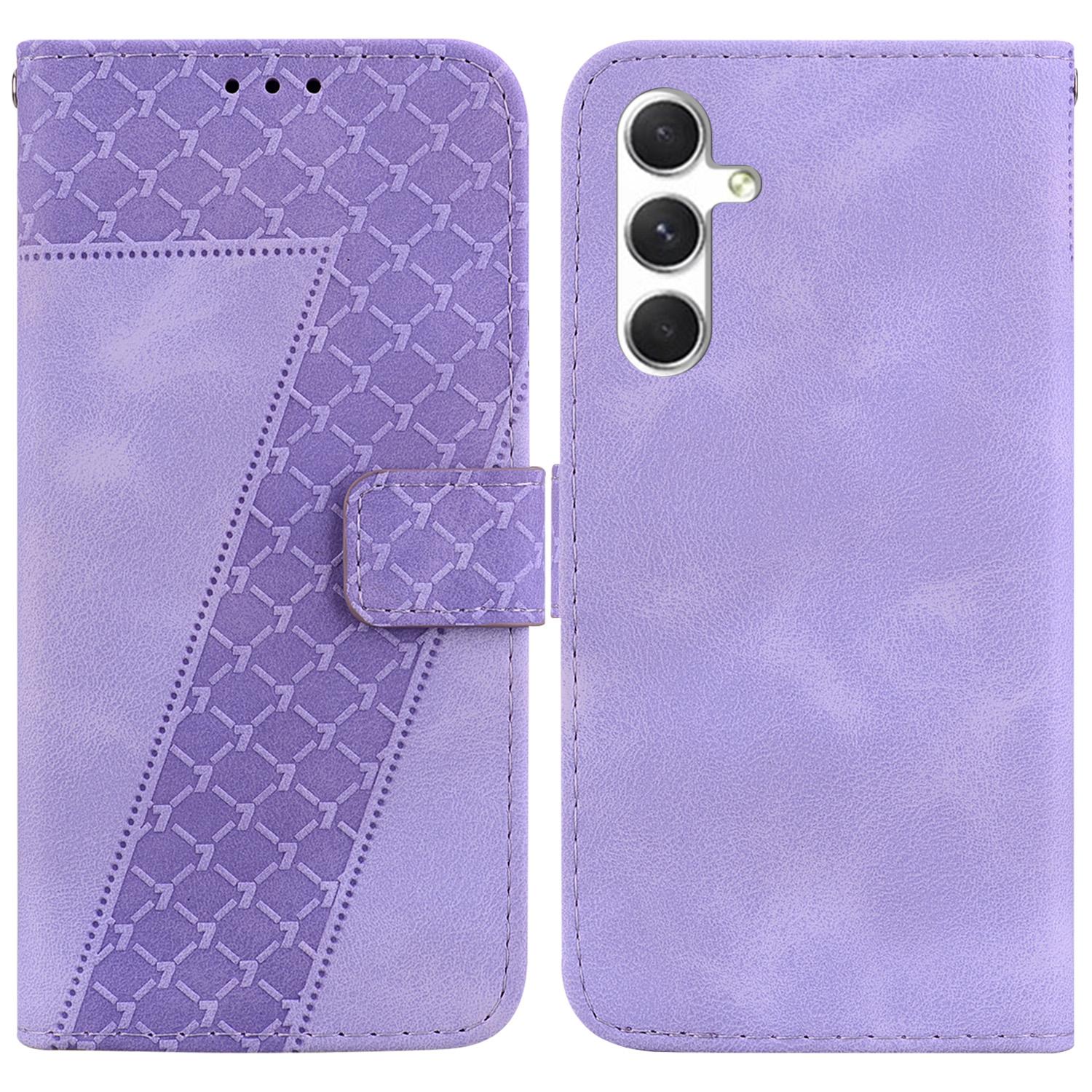 

Чехол-подставка для Samsung Galaxy S25+ Кожаный чехол для телефона с тиснением в виде узора 7 D