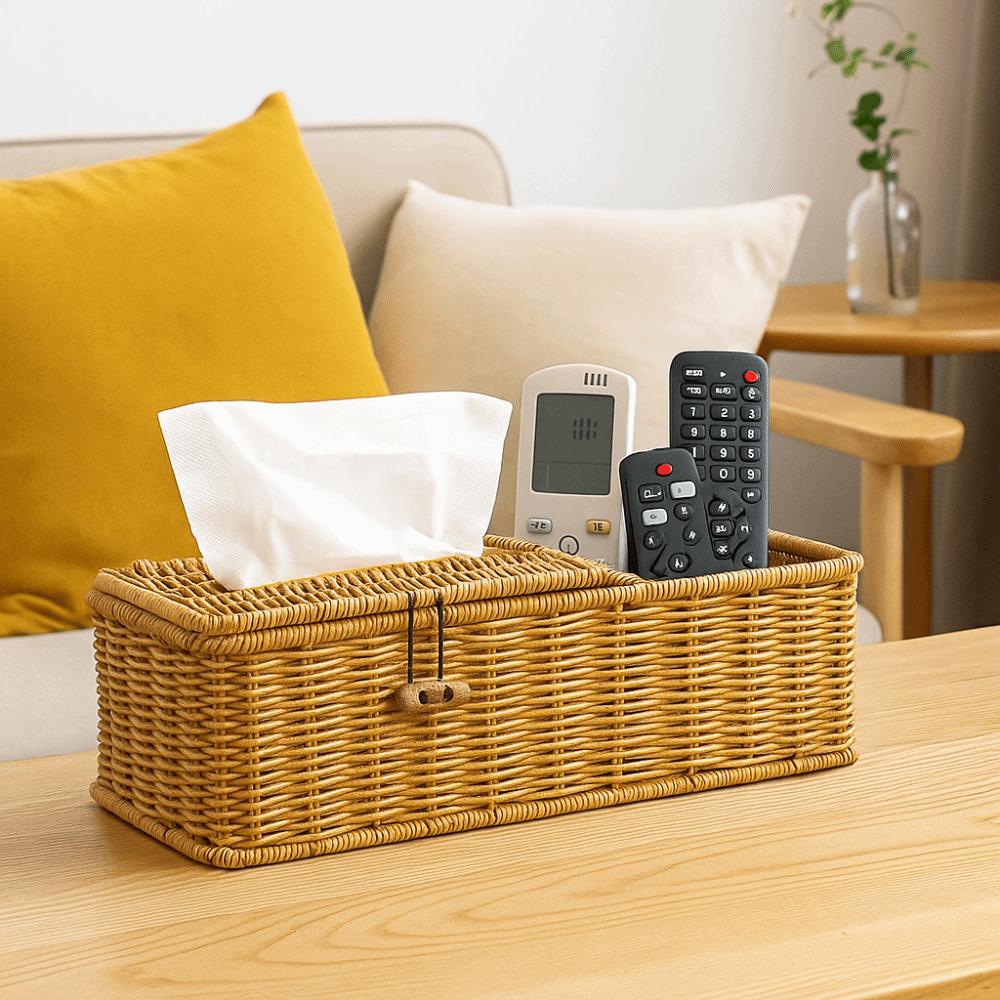 Breathable Imitation Vine Tissue Box Multifunctional Remote Control Storage Box  Dining Table