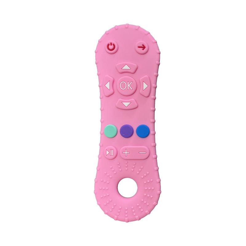 Remote Control Silicone Teether: Anti-Sucking Hand Soothing Tool for Babies and Toddlers розовый
