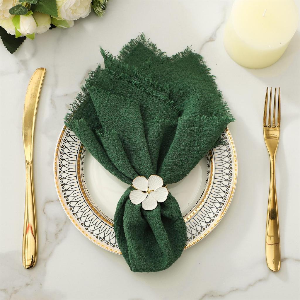 Crinkled Frayed Edge Bamboo Cotton Napkin with Tassels – Western Art Table Decoration Placemat