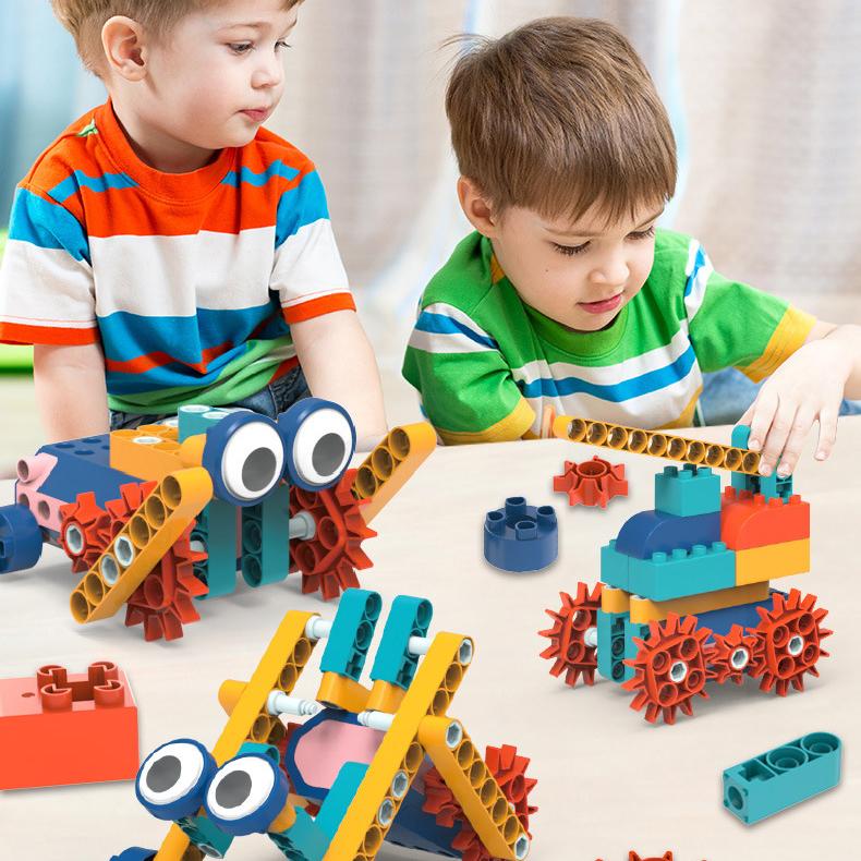 Blocco da Costruzione con Ingranaggi Meccanici Assemblato Giocattolo per Bambini Fai da Te Giocattolo Educativo con Ingranaggi Diversificati per Bambini