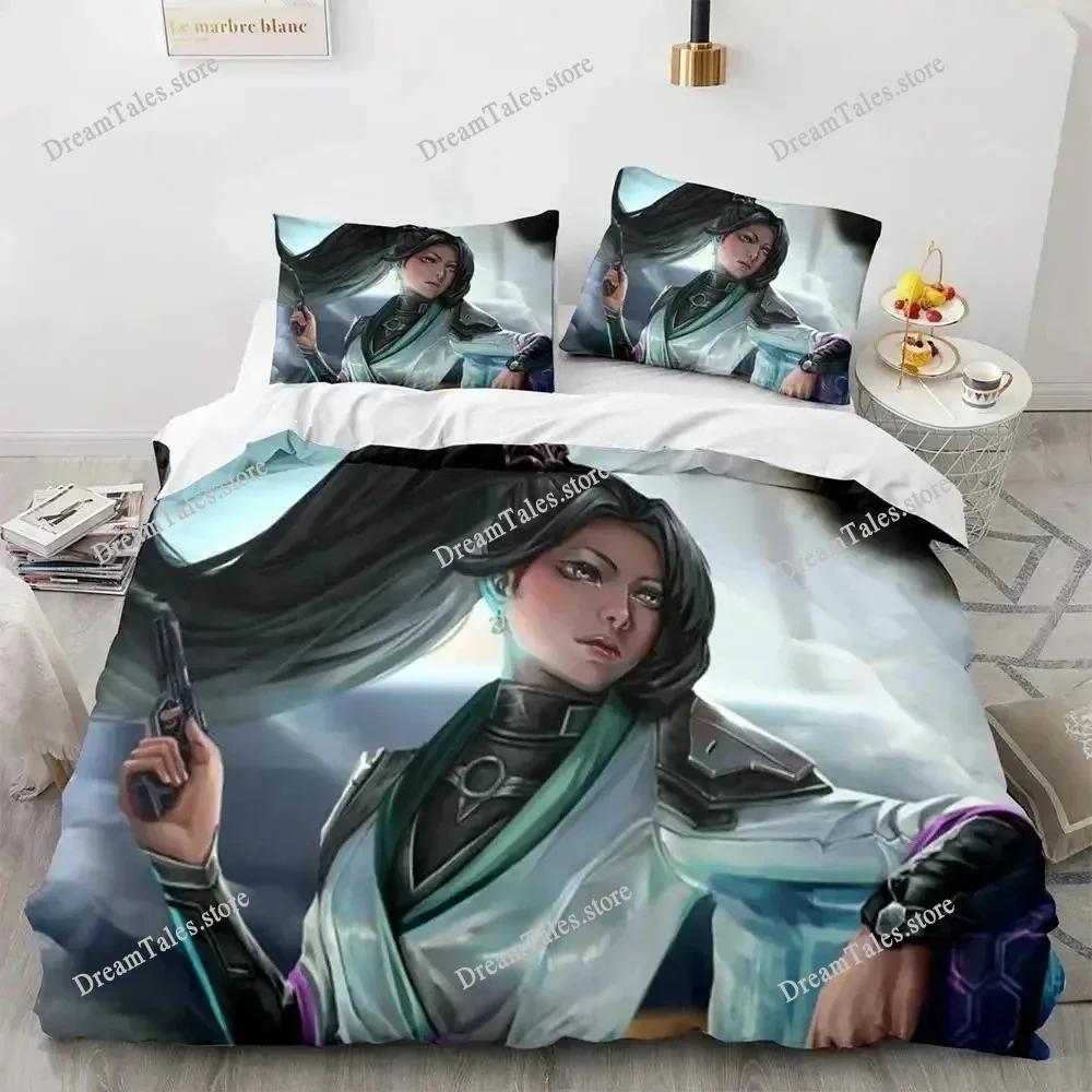 Game Valorant Neon Bedding Set Boys Girls Twin Queen Size Duvet Cover Pillowcase Bed Kids Adult Fashion Home Textileextile741